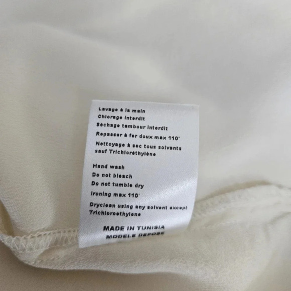 Maje Blouse Silk Ivory Ruffle Button Up Collared Long Sleeve Top Shirt - Picture 8 of 8